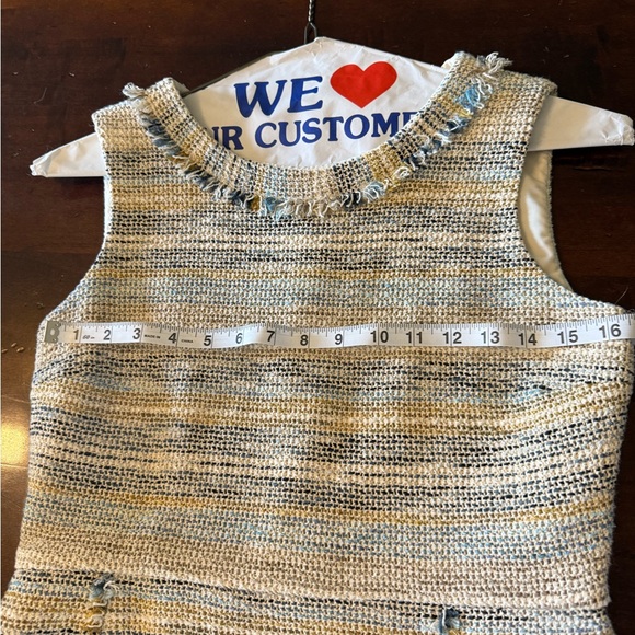 Preppy Quiet Luxury Tory Burch Greer Summer Tweed Work Occasion Dress - Size S - Picture 7 of 11